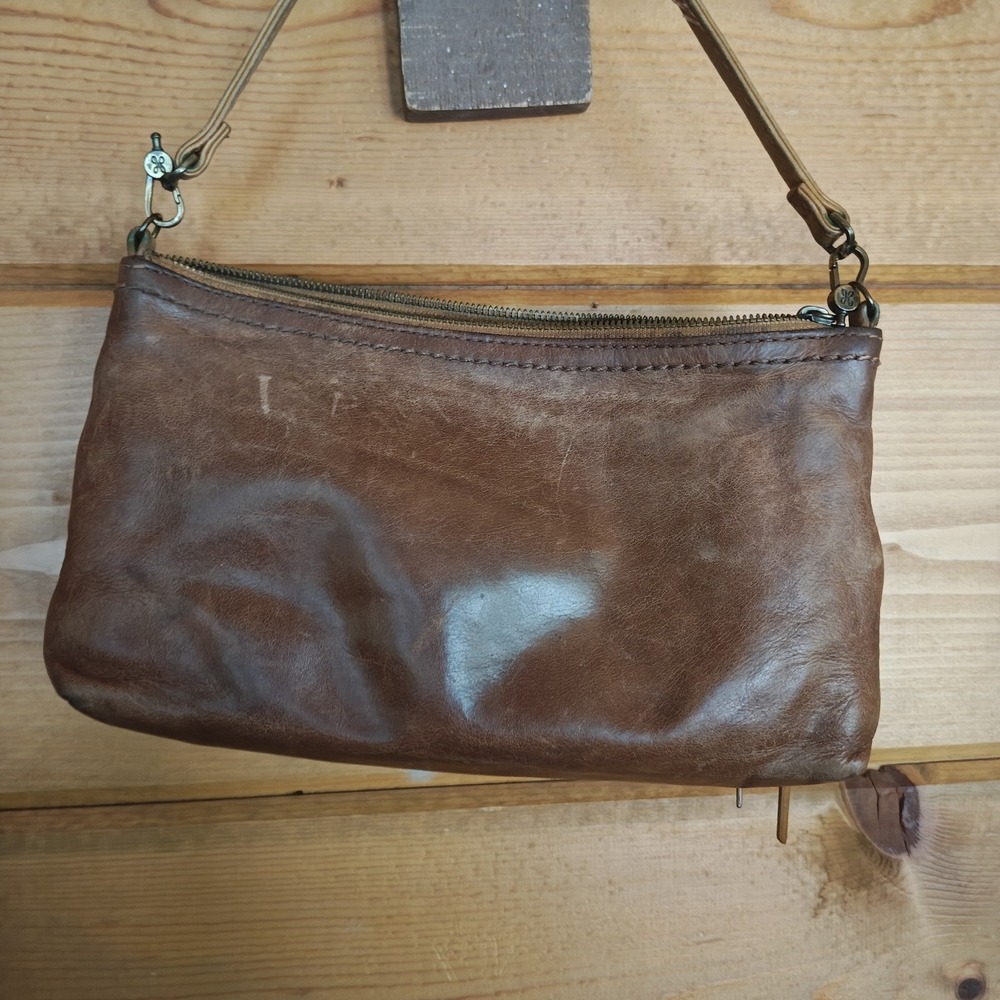 Hobo The Original Glazed Brown Leather Clutch Wristlet Bag ZA4 - Picture 6 of 12